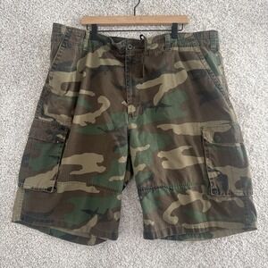 Mens XXL (43-47") Green Cargo Camo Utility‎ Military Shorts